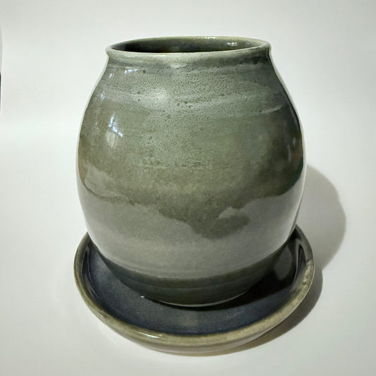Sage & Slate Planter with Saucer