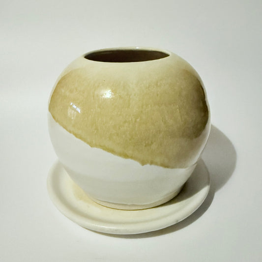 Honey Dip Globe Planter with Saucer
