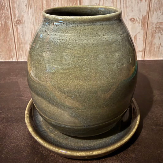 Sage & Slate Planter with Saucer