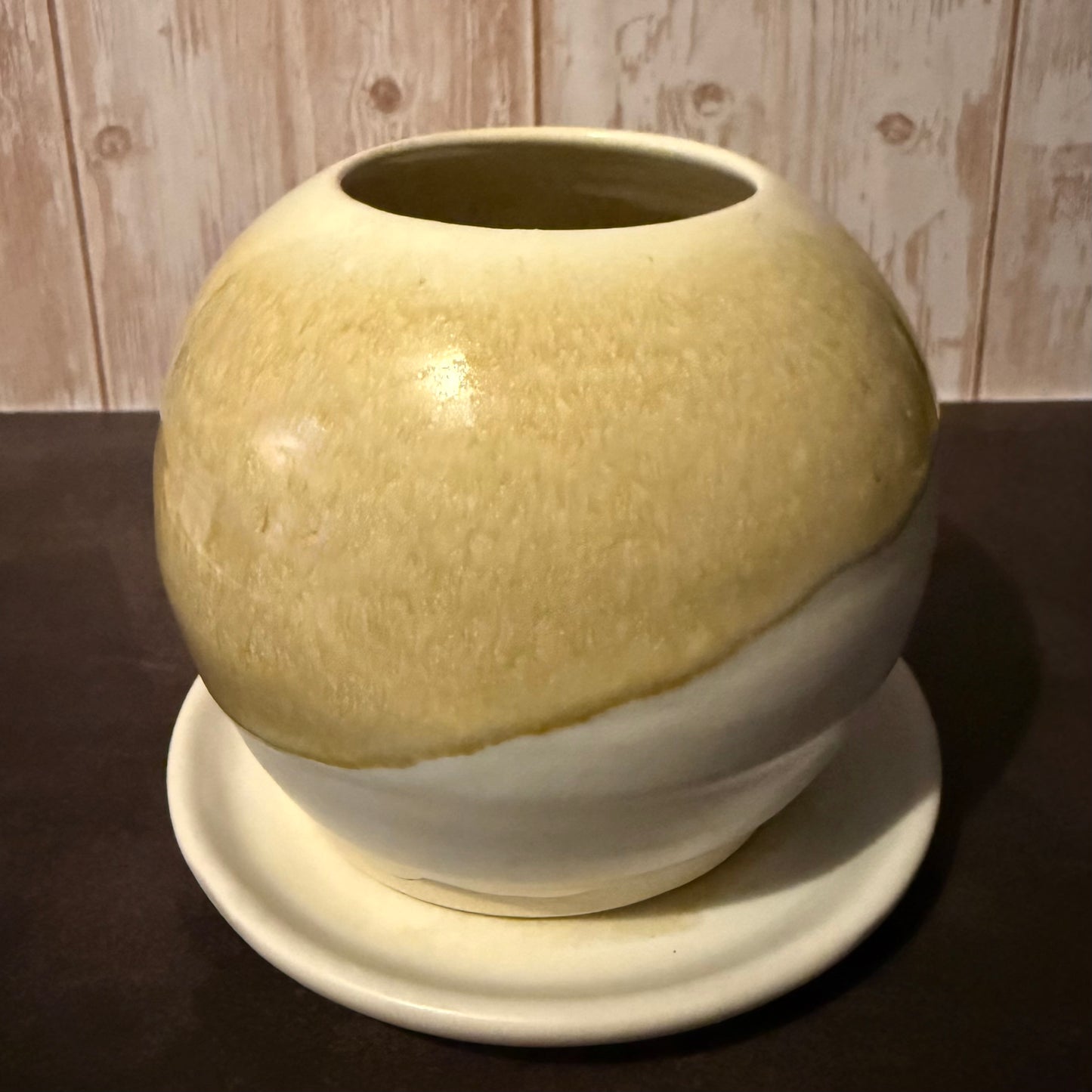 Honey Dip Globe Planter with Saucer